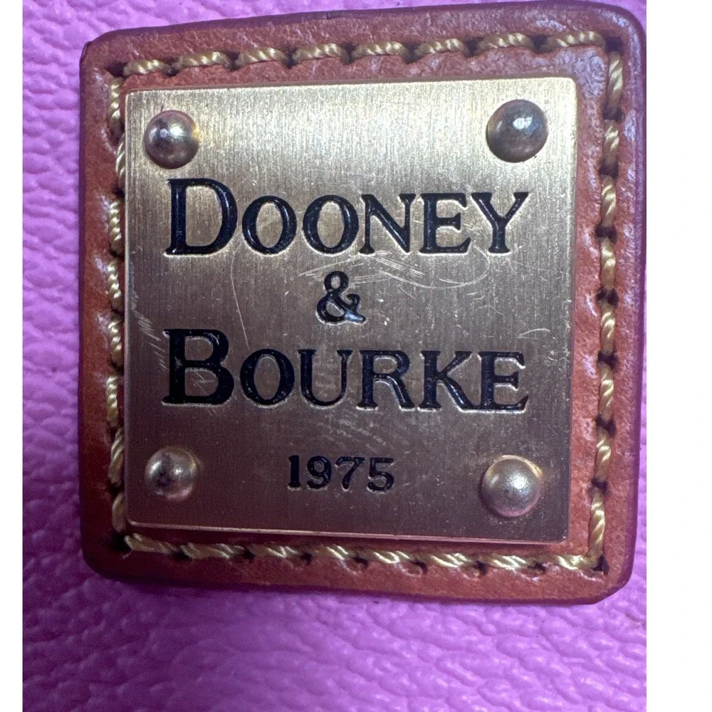 Dooney & Bourke Pink Pebble Grain Leather Satchel Bag Brown‎ Trim Dome Handbag